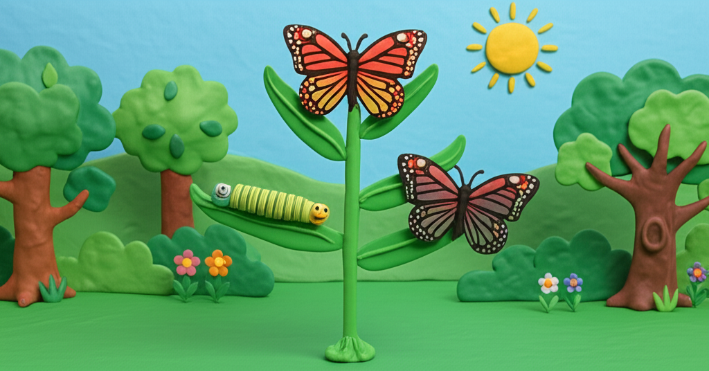 Butterfly life cycle - egg, caterpillar, chrysalis, butterfly
